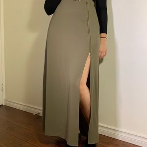 Olive dynamite long skirt with slit